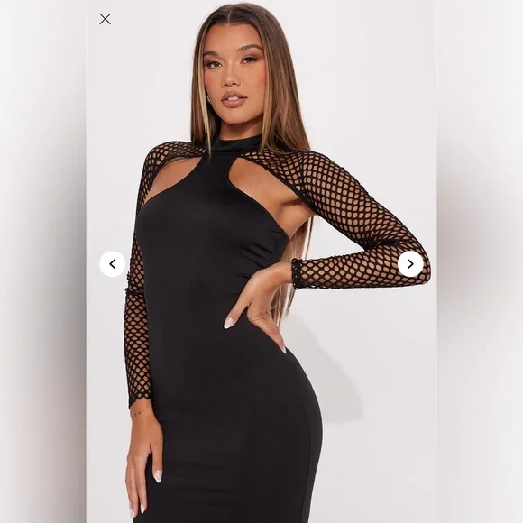 Fashion Nova Black Asymmetrical Ruched Bodycon Dress - Picture 2 of 4